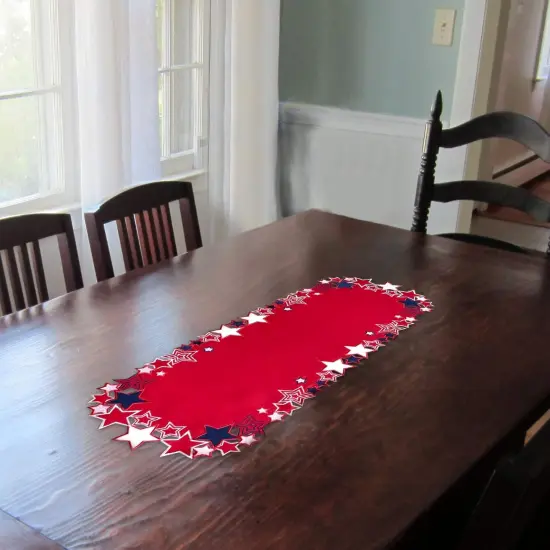 Americana July 4th Celebration Fabric Cutwork Table Runner (Border Cutwork Runner) {3}