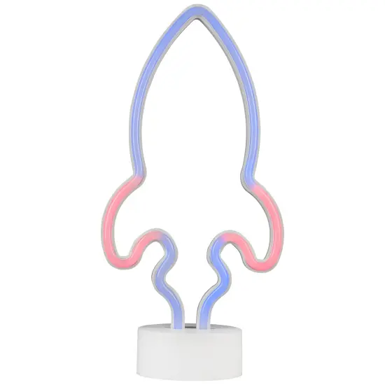 Northlight LED Rocket Ship Neon Table Light - 9" - Blue and Red {3}