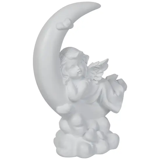Northlight Girl Cherub Laying on Crescent Moon Statue - 7.25" White {5}