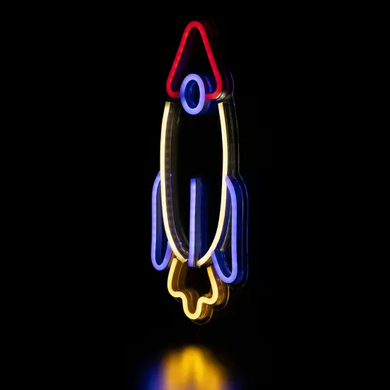 Northlight LED Rocketship Neon Lighted Wall Art - 16.25" Blue {6}