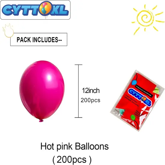 Hot Pink Latex Balloons 12 inch 200 Pack Matte Helium Balloon {2}