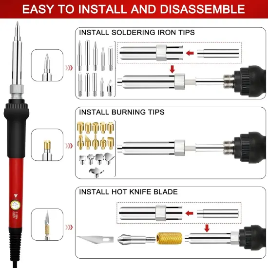 Wood Burning Kit for Beginners, 73PCS Professional Wood Burning Pen and Accessories Wooden Kits Embossing Carving and Wood Burning {2}