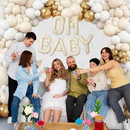 White Sand Gold Balloons Garland Arch Kit,Baby Shower Decorations Boy Girl with Oh Baby Balloon Banner for Boho Neutral Oh Baby Shower Birthday Gender Reveal Party Decoration {4}