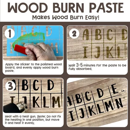 Wood Burn Paste Pen Kit, 4OZ Wooden Burning Gel, Double Sided Wood Burn Marker Kit for DIY Beautiful Wooden Burning in Minutes, Perfect for Beginners Handmade Meaningful Gifts {2}