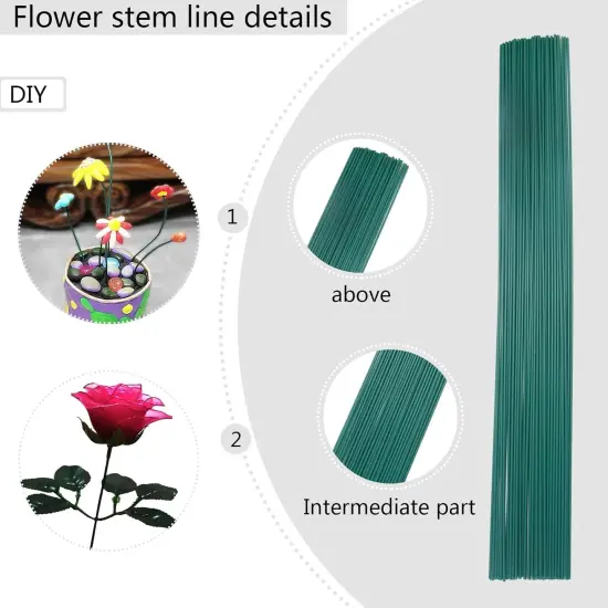 50 Pcs Floral Stems Wire,2 Gauge Florist Flower Wire Stems for Making Flower Arrangement,16 Inch Floral Wire Stems Florist Wire for Bouquet DIY Stem Wrapping and Handcrafts(Green) {3}