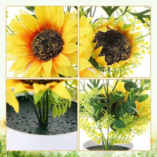 Pieces Artificial Summer Sunflower Potted PlantsCenterpieces for Tables {4}