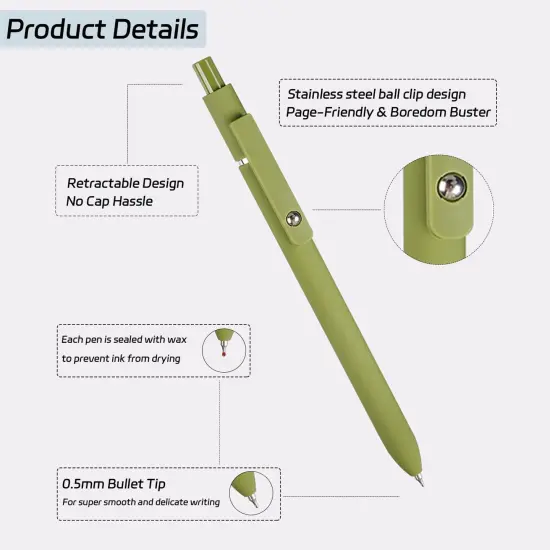 Gel Pens, 5Pcs 0.5mm Fine Point Black Ink Pens With Smooth Wirting, Office Desk Accessories, Quick Dry Pens For Journaling, Ballpoint for School Supplies {5}