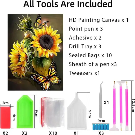 Diamond Painting Kits for Adults, 12x16 Inch DIY Paint by Numbers for Adults Beginner, DIY Full Drill Diamond Dots Paintings Picture Arts Craft for Home Wall Art Decor (Yellow Butterfly) {4}