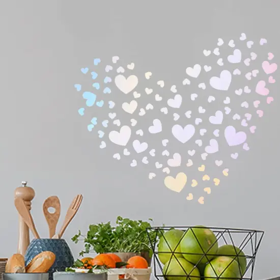 114 Pieces Heart-Shaped Glow in The Dark Stickers Holographic Stickers for Teens Wall Decals Perfect for Bedroom Decor or Party Birthday Gift {2}