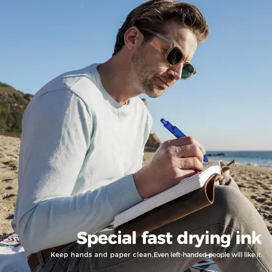 1.0mm 8Pcs Ballpoint Pens, Medium Tip Black Ink, Smooth Writing for Journaling, Note-Taking & Office Use, No Bleed, No Smudge, Comfort Grip Retractable Ballpoint Pens {5}