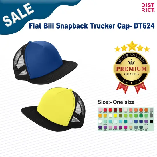 District&reg; Flat Bill Snapback Trucker Cap Neon Pink {3}