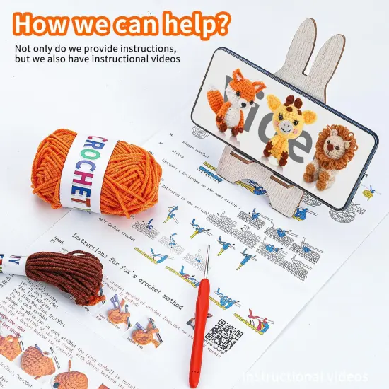 Crochet Kit for Beginners Crochet Animal Kit Crafts for Adults with Step by Step Video Tutorial Hobbies for Women Crochet kit Crochet Animals Beginner Crochet kit DIY Knitting Supplies {4}