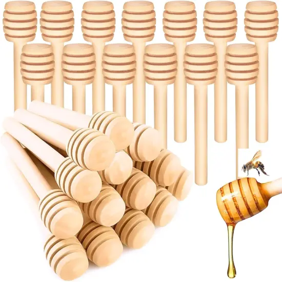 40 Pcs Honey Dipper Sticks - Wooden Honey Dipper- 3 Inch Mini Wooden Honeycomb Sticks, Honey Stirrer Stick For Honey Jar Dispense Drizzle Honey and Wedding Party Favors Gift {1}