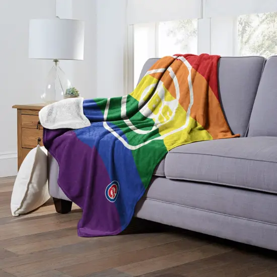 MLB Pride Series Silk Touch Sherpa Throw Blanket 50&times;60 Inches Chicago cubs {4}
