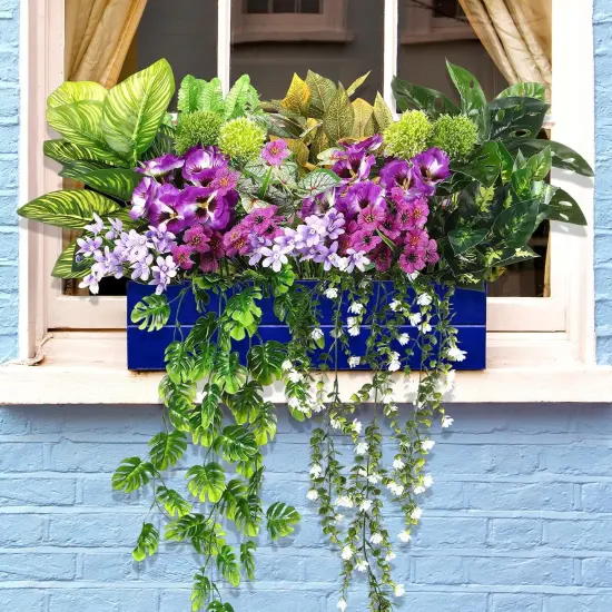 18 Pcs Outdoor Artificial Plants Flowers Summer Bushes {4}