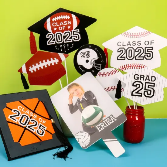 Big Dot of Happiness Grad Baseball - 2025 Graduation Party Centerpiece Sticks - Table Toppers - Set of 15 {5}