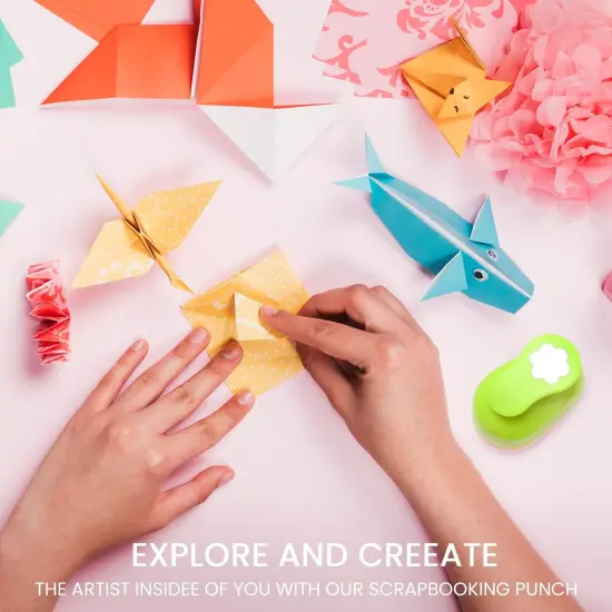 Craft Paper Punch Set, Circle, Heart, Star, Snowflake, Flower, and Butterfly for Making Scrapbook Layouts, Kids' DIY Projects, Card Making, Journal Pages, Homemade Confetti {5}