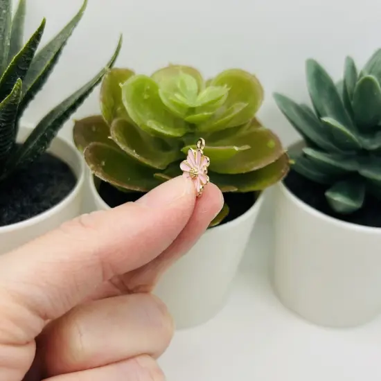 1, 4, 20 or 50 Pieces: Small Pink and Gold Flower Charms {4}