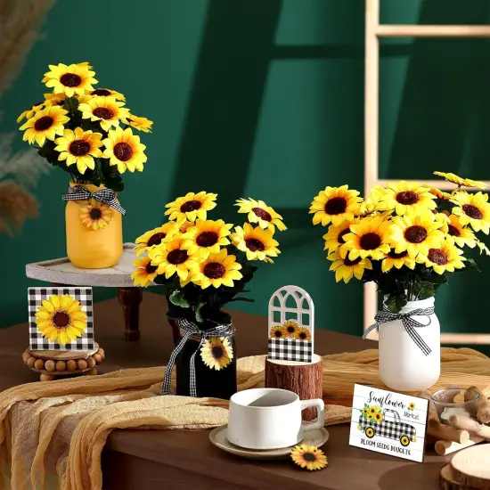 12 Sets Sunflower Mason Jar Centerpiece {2}