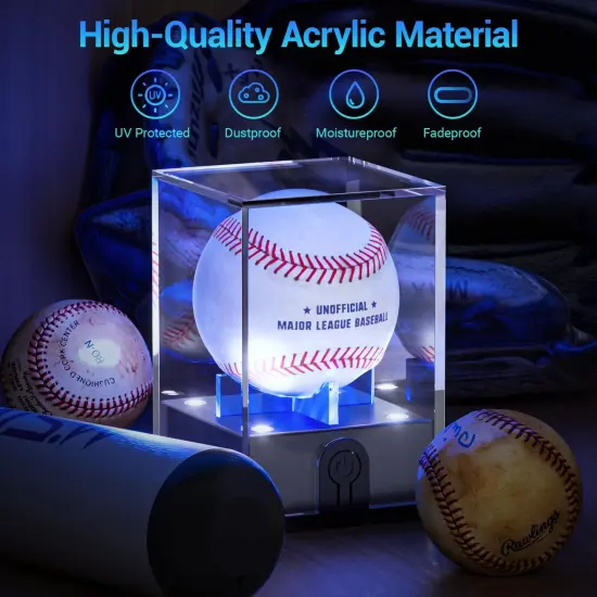 Baseball Display Case with Led Light, Light up Baseball Case for Display, Acrylic Baseball Holder Display Case, UV Protected Clear Baseball Stand Baseball Cube for Memorabilia Baseball Gifts Welcome to Seller Assistant Please log in to your account {4}
