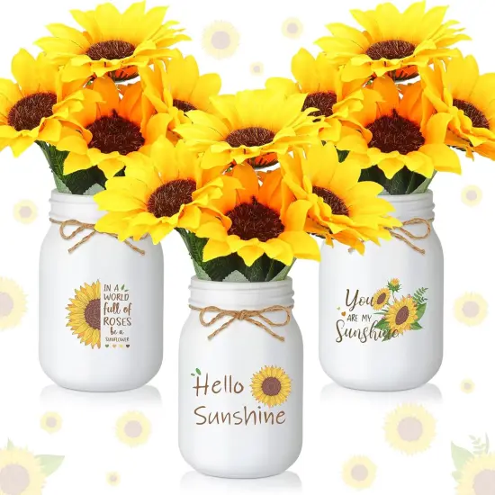 Artificial Sunflower Decor Set of 3 Sunflower Table Centerpiece {1}