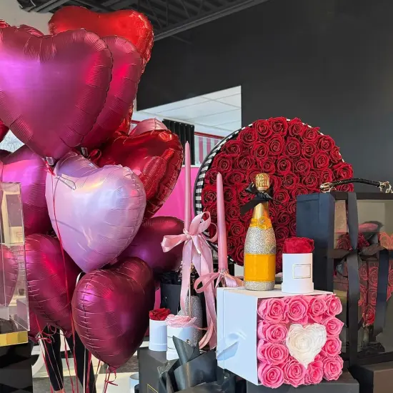 Wine Red Heart Balloons, 18 Inch 12 Pcs Burgundy Red and Pink Foil Heart Balloons Red and Rose Gold Heart Shape Mylar Balloons {2}