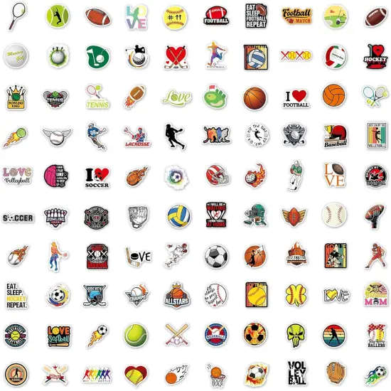 200 Pcs Sport Stickers for Kids, Water Bottle Stickers, Cute Vinyl Waterproof Hydroflask Phone Skateboard Laptop Decal, Bulk Sticker Packs for Boys Girls Teens Adults {2}