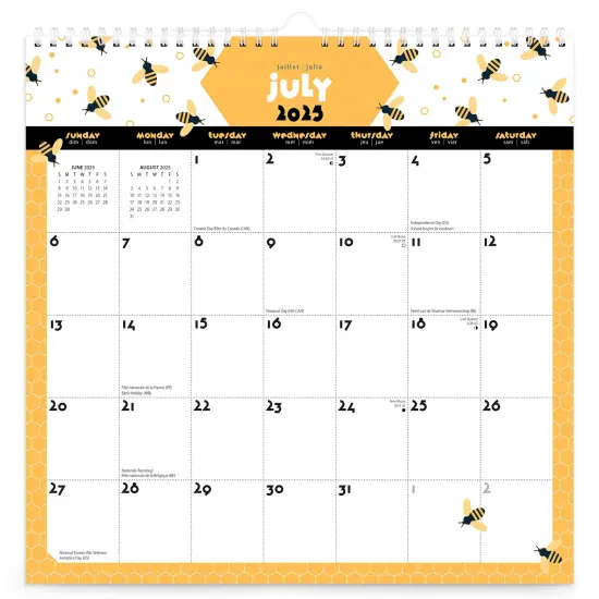 Busy Bees | 2026 12 x 12 Inch (Hanging) 18 Months Monthly Square Wire-O Calendar | Sticker Sheet | July 2025 - December 2026 {2}