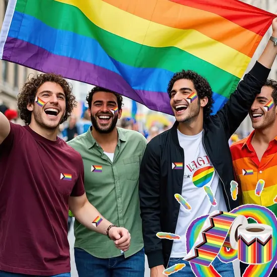 500 Pcs Pride Sticker Roll, 2 x 1.22 Inch Rainbow Flag Decal, LGBT Stickers, Progress Stickers Adhesive Label for LGBT Pride Stuff Accessories {5}