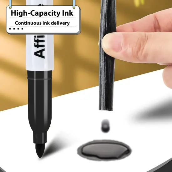 Permanent markers, 100 packs permanent markers bulk, quick drying in one second, waterproof, smooth, not easy to erase, durable, can be marked on glass, tiles and cloth, office supplies {2}