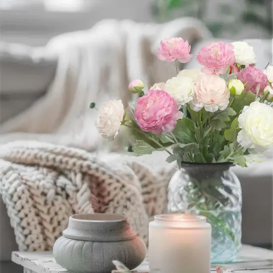 6 Pcs Summer Tabletop Floral Arrangements Artificial Flowers Silk Peony Rose Single Stem Peony Artificial Flowers Pink Faux Peony Bouquet Floral Arrangement {2}