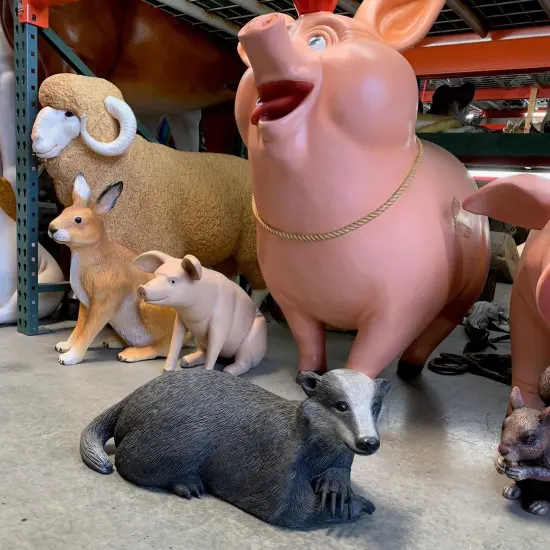 Laying Badger Life Size Statue {3}