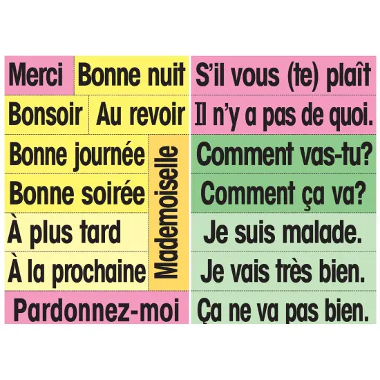 Poster Pals French Educational & Language Teaching High Frequency Vocabulary Card phrase Posters, colorful laminated cards classroom reference and instruction {6}