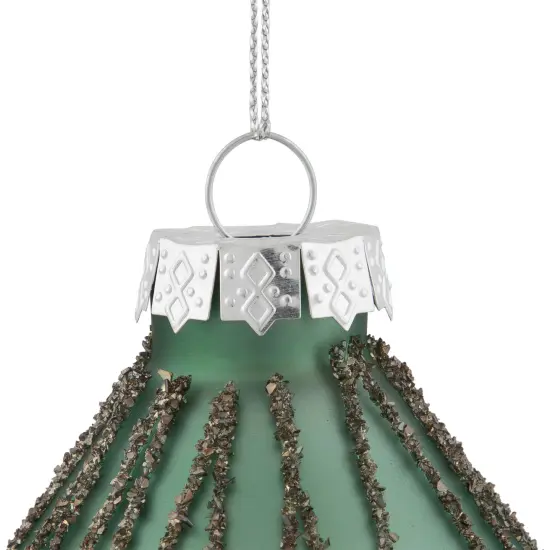 Northlight Matte Finial with Glittered Starburst Glass Christmas Ornament - 5" - Green {6}