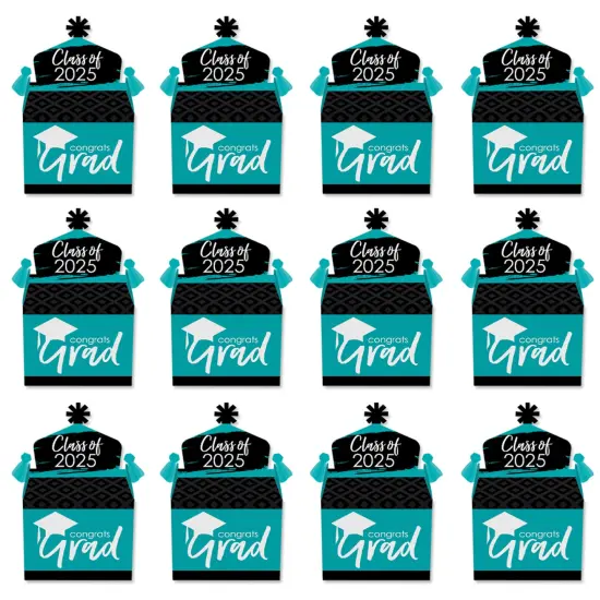 Big Dot of Happiness Teal Grad - Best is Yet to Come - Treat Box Party Favors - 2025 Turquoise Graduation Party Goodie Gable Boxes - Set of 12 {6}