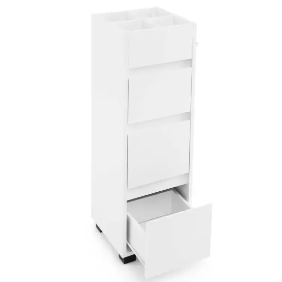 Costway Bathroom Floor Cabinet with 3 Drawers 4 Compartments 2-Side Available Towel Shelf White {7}