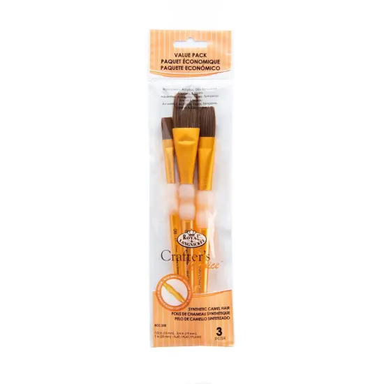 RCC 230 | Crafter's Choice&trade; 3pc Synthetic Camel Hair Flat Brush Set {1}
