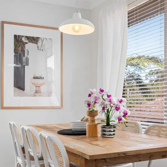 Artificial Orchids Flowers with Vase for Table Centerpieces, Floral Arrangements, Real Touch Faux White Orchid Phalaenopsis in Ceramic Vase for Home Wedding Kitchen Decoration (Silver Vase, White Purple) {4}