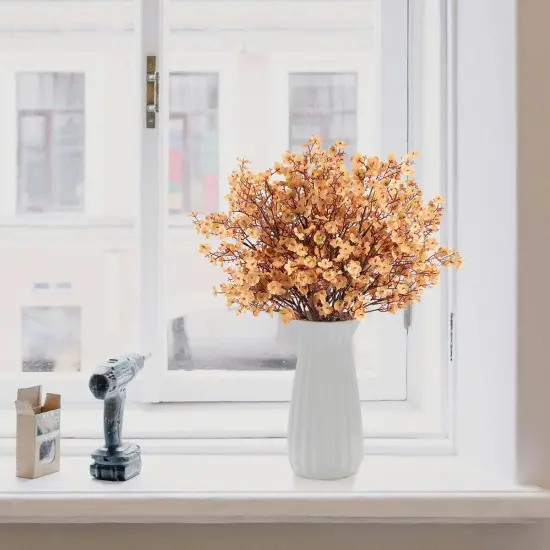 Babys Breath Artificial Flowers, 8 Bundles Real Touch Light Brown Fake Flowers Silk Flowers Bulk for Vase Home Office Wedding Spring Indoor Outdoor Centerpiece Table Decorations {5}