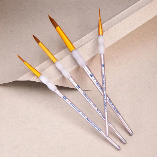 RCC 237 | Crafter's Choice&trade; 4pc Brown Taklon Round Brush Set {5}