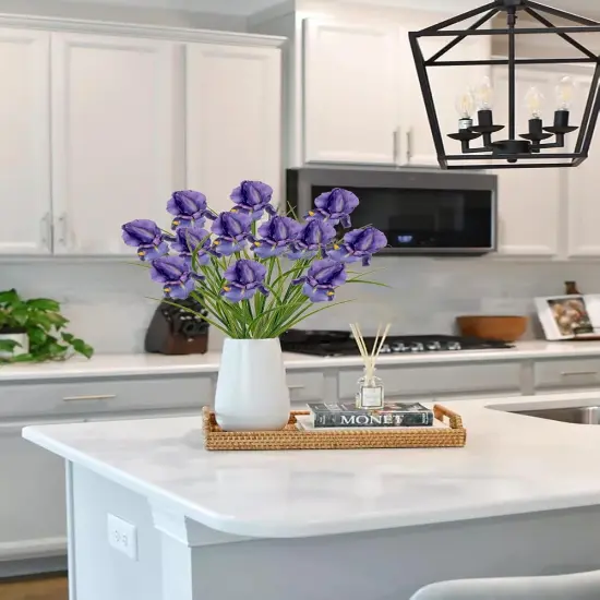 Iris Flowers Artificial 5 Pcs Real Touch Long Stems Iris Flowers 23.6" Silk Iris Fake Flowers for Wedding Bridal Home Decor - Purple {3}