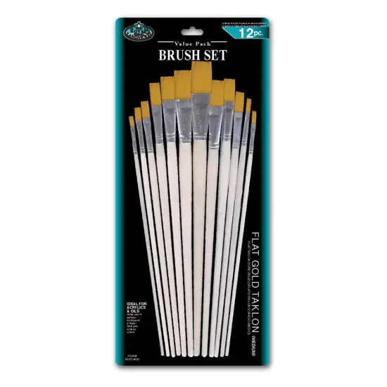 RSET-9603 | 12pc Gold Taklon Flat Brush Set {1}
