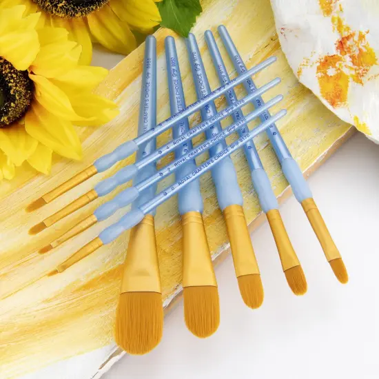 RCC 303 | Crafter's Choice&trade; 9pc Golden Taklon Filbert/Oval Wash Brush Set {5}