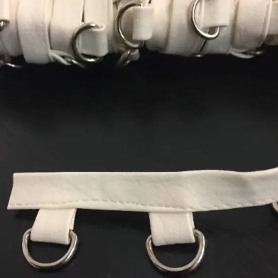 3/4 Inch White Vinyl D Ring Eyelet Tape with Silver Buckle by the Yard {1}