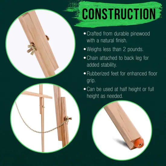 64" Wooden Easel Stand (4 Pack) - Adjustable A-Frame Tripod for Painting, Drawing, Photos & Signs - Lightweight Easels, Wood Easel Stand for Sign Wedding Display 40" Canvas Capacity {5}