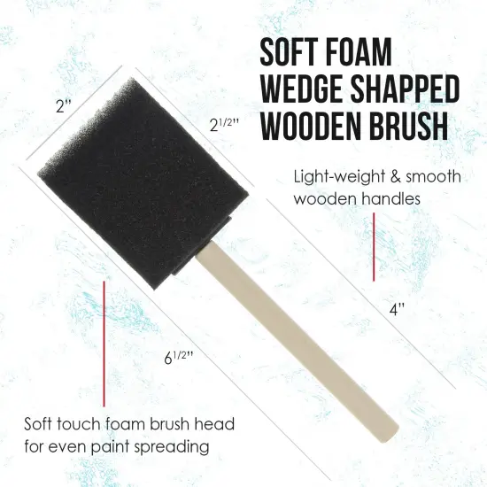 2 inch Foam Sponge Wood Handle Paint Brush Set (Value Pack of 20) - Lightweight, durable and great for Acrylics, Stains, Varnishes, Crafts, Art {2}