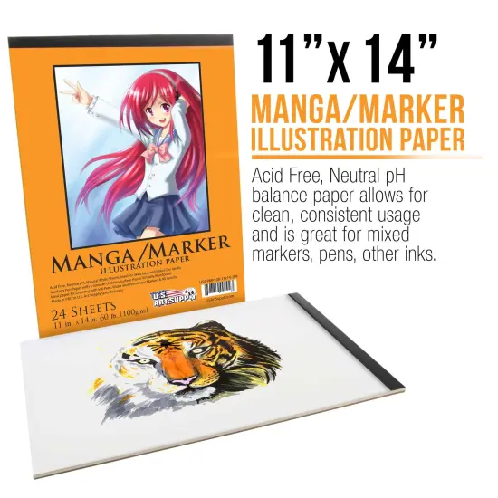 11&rsquo; x 14" Premium Manga Marker Paper Pad (2 Pack, 48 Sheets Total) - 60lb (100gsm) Drawing Sketchbook for Alcohol & Acrylic Paint Markers {2}