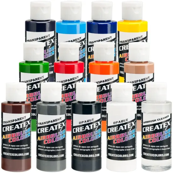 12 Color Transparent Airbrush Paint Set, 2 oz. Bottles {1}