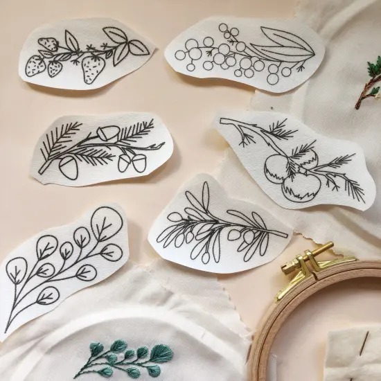 Botanical Branches Embroidery Patterns - Stick and Stitch Fruit and Plant Embroidery {6}