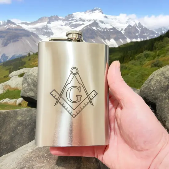 8oz Freemason Stainless Steel Flask {5}